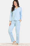 Zivame Summer Thyme Knit Cotton Pyjama Set - Starlight Blue — thumbnail 3